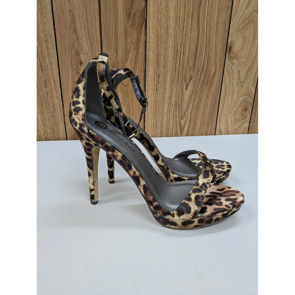 Glam Leopard Print Platform Stiletto Heels Womens 8 Michael Antonio Ankle Strap